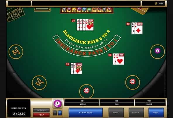 Multi Hand Classic Gold Blackjack Gaming