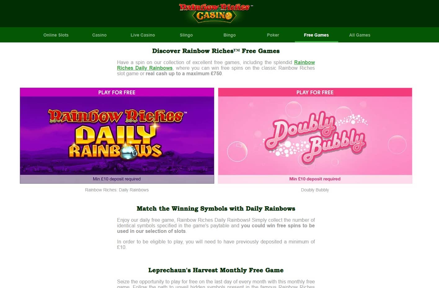 Rainbow Riches Casino Login Gaming